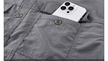 [USA Size] 100% Nylon For 2025 Summer Fashion Tops Blouses Mens Short Sleeves Oversize 5XL Cargo Military Shirts Casual Clothes