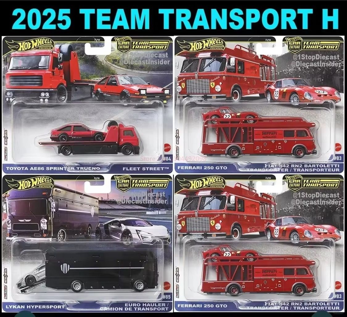 Genuine Hot Wheels Car Culture 2025 Team Transport Fleet Series Car Model 1/64 Flf56 Ferrari 250 Toyota Ae86 Alloy Model Gifts