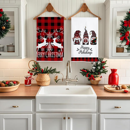 4/6pcs Christmas Kitchen Towel Set, Buffalo Checkered Dishcloths, Soft and Comfortable Winter Truck Farmhouse Tea Towels Joe,