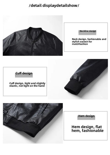 Men's Slim Fit Leather Jacket 2025 New Style Versatile Cool Fashionable PU Leather Coat Casual Streetwear