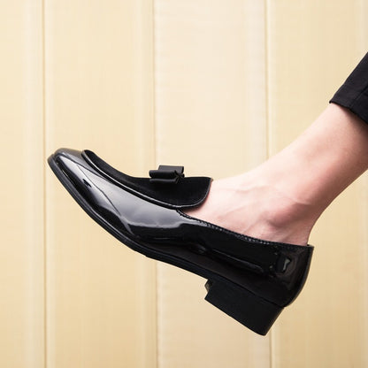 Yuppie Social Leather Shoes Men Classic Wedding Men's Dress Shoes Bow Formal Shoes For Men Slip On Loafers Man