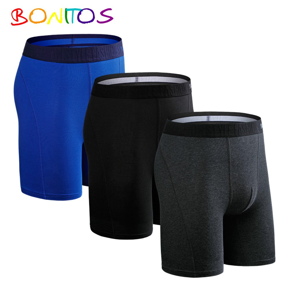 3pcs Long Boxers For Man Underware Lots Mens Underpants Cotton Men's Panties Family Boxershorts Boxer Sexy Male Shorts Calecon