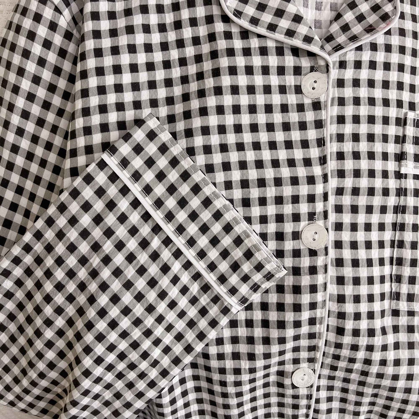 Hello Kitty Embroidered Women's Pajamas Set Fall Spring Plaid Print Loungewear Long Sleeve Cardigan Top and Pants Home Sleepwear