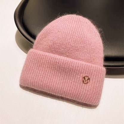 Chapéu de Inverno Feminino Outono Inverno, Gorro de Malha Grosso Versátil, Chapéu de Inverno Quente à Prova de Vento de Cor Sólida para Mulheres, Boné Casual para Atividades ao Ar Livre