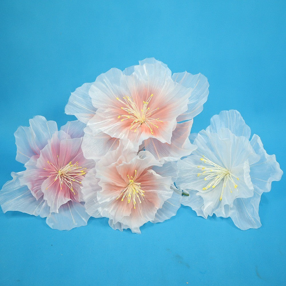 30/40/50cm Artificial Peach Blossoms Giant Gauze 3D Fluffy Petals Large Flower Head Floor Display Wedding Landscaping
