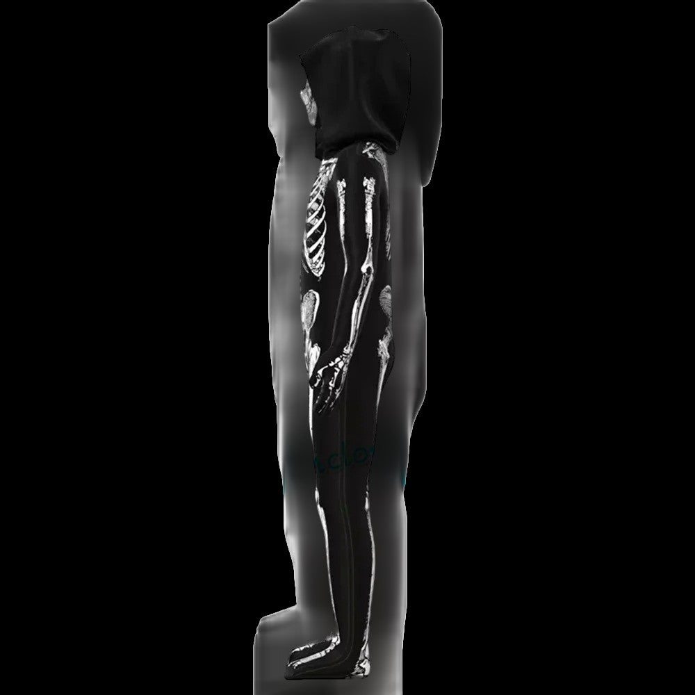 Child Skeleton Horror Hooded Costume Kids Grim Reaper Spooky Skeleton Bodysuit Jumpsuit Scary Halloween Party Role Play Costume