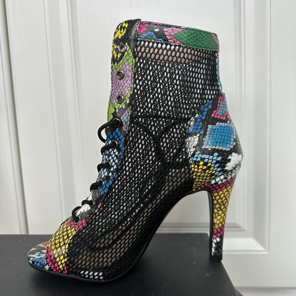 Novas Sandálias Femininas de Salto Alto Sexy Vazadas em Tela Tendência da Moda Verão Conforto Peep Toe Botas Stilettos Jazz Dance Tamanhos Grandes