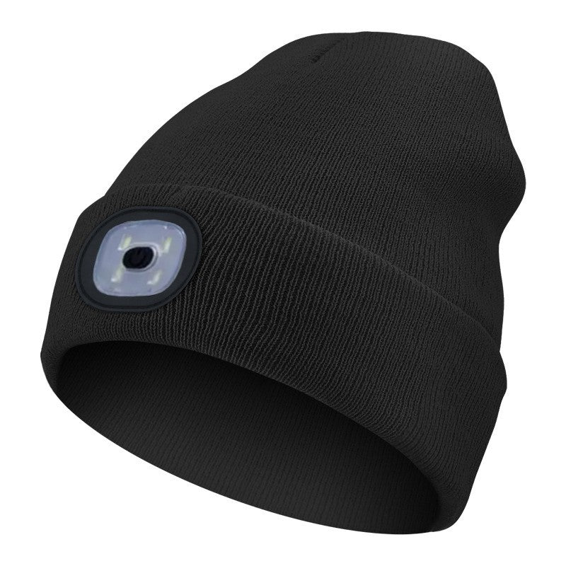 LED Light Knitted Hat Warm Elastic Beanie Autumn Winter Outdoor Sports Night Fishing Hiking Camping Glow Bonnet Unisex Headlight
