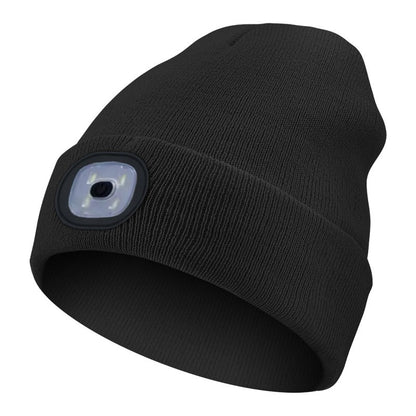 LED Light Knitted Hat Warm Elastic Beanie Autumn Winter Outdoor Sports Night Fishing Hiking Camping Glow Bonnet Unisex Headlight