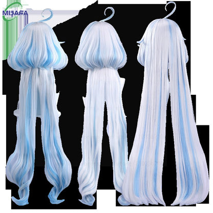 Really High Quality Fontaine Focalors Cosplay Wig Long Short Furina Wigs Blue White Curly Heat Resistant Hair Anime Wigs +WigCap