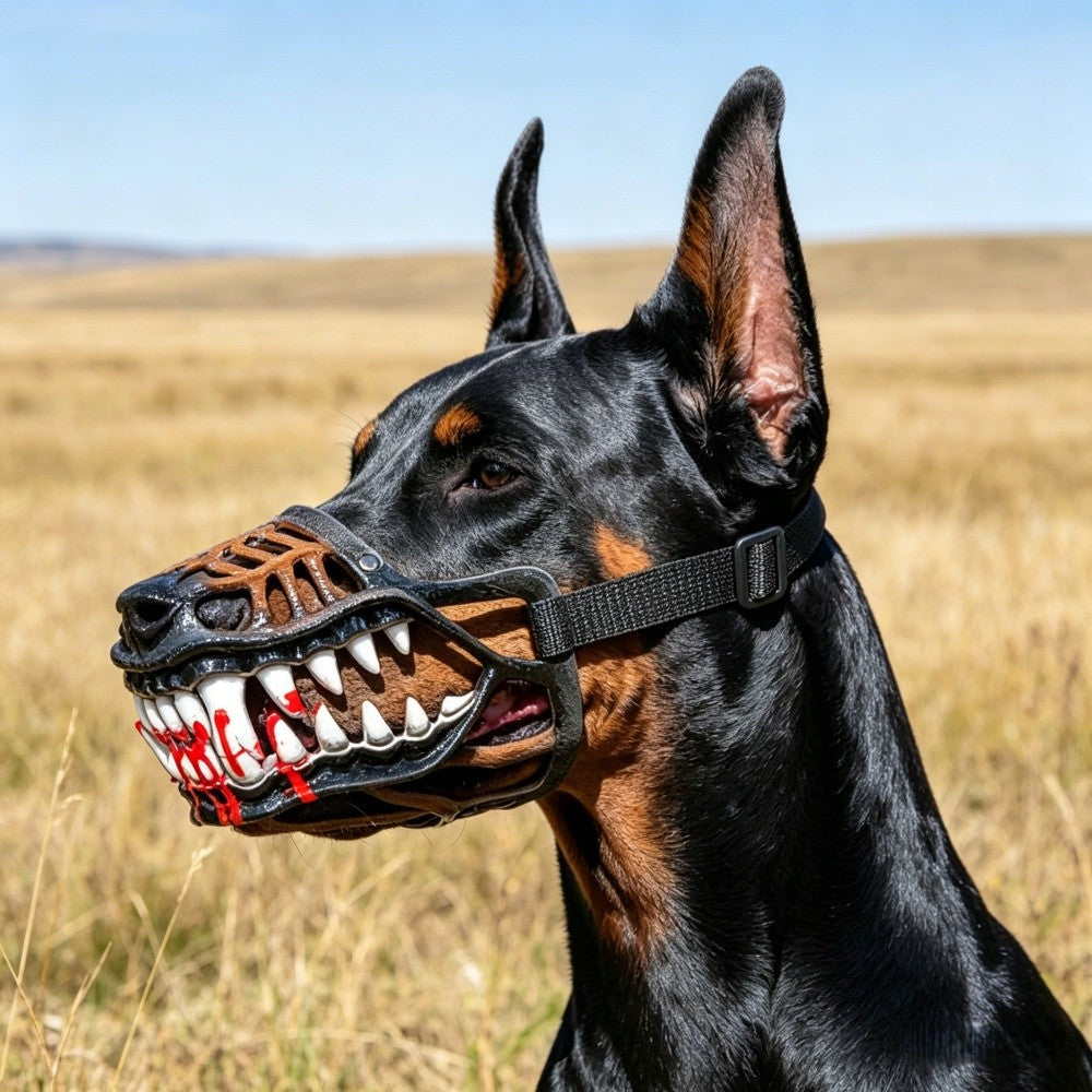 Scary Bloody Dog Muzzle for Halloween,Hilarious Dog Costume Muzzle with Large Horror Teeth, Covering Party Comedy Accessory