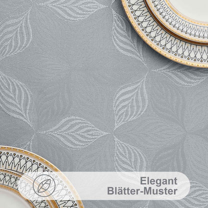Olanly Rectangle Table Cloth For Home Jacquard Dyeing Tablecloth For Banquet Party Leaf Flower Diagram Polyester Tablecloth Grey