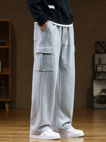 2023 Autumn New Sweatpants Men Multi-Pockets Drawstring Cotton Casual Track Pant Male Loose Straight Trousers Large Size 8XL