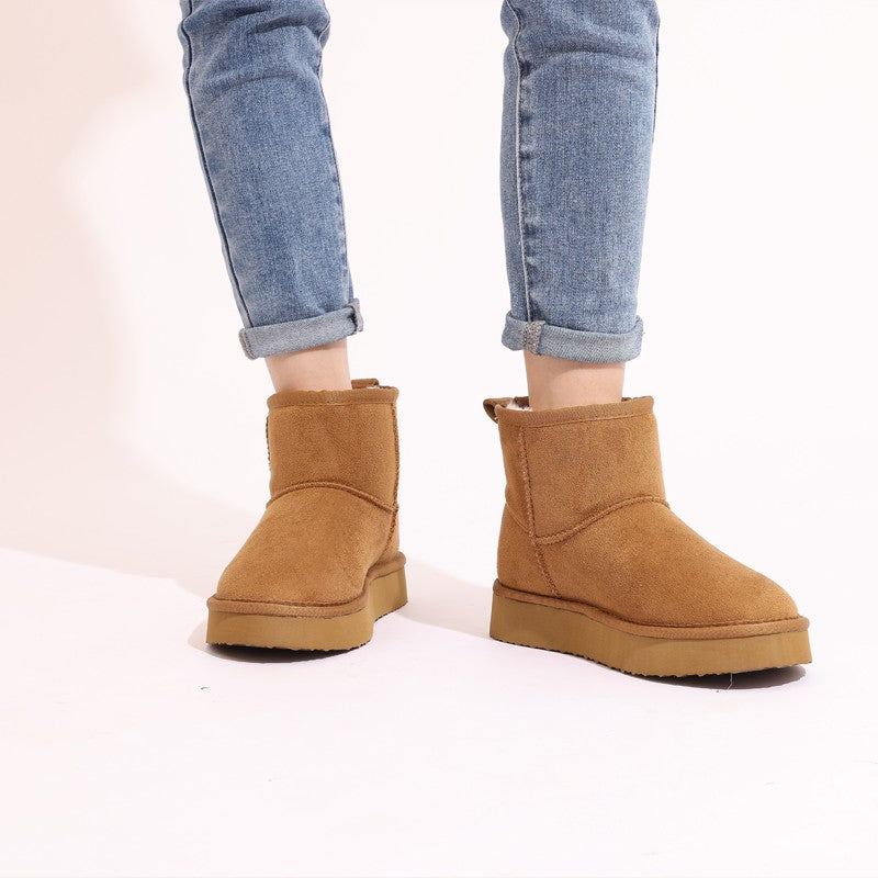 Shevalues Warm Plush Snow Boots For Women Winter Outdoor Anti-slip Fur Fluffy Ankle Boots Comfort Thick Sole Fuzzy Cotton Shoes