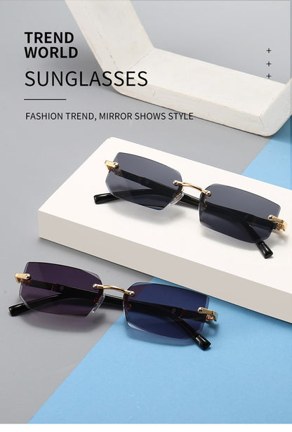 Óculos de Sol da Moda Sem Aro Masculino Feminino Populares Sem Armação Óculos de Sol Masculino Feminino Clássico Pequeno Quadrado Verão Viagem Sombras