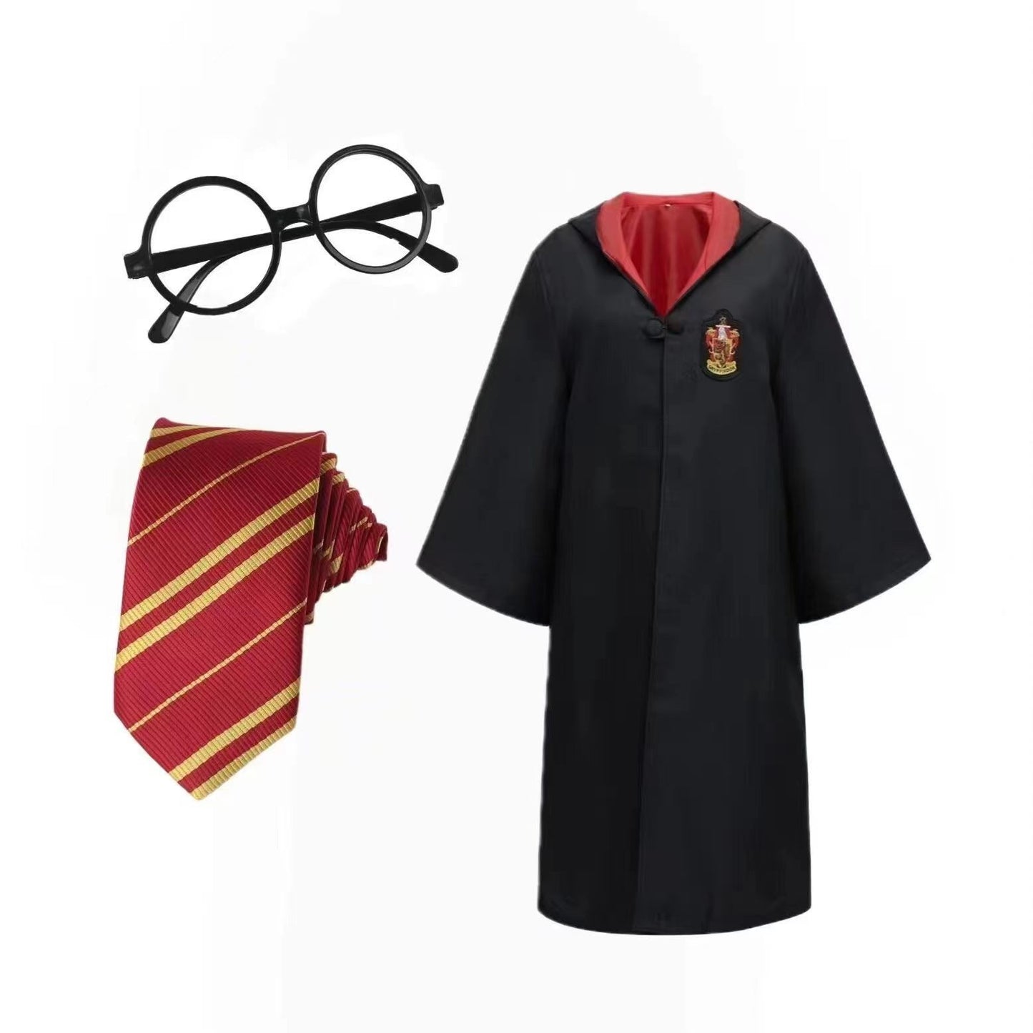 Adult Kids Wizard Robe Magic Academy Dress Up Clothes with Glasses DIY Festival Makeup Clothes Party Cosplay Dressup Supplies