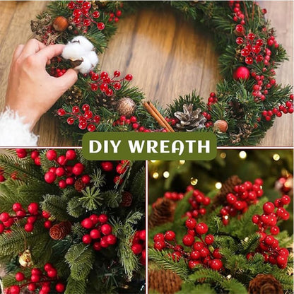 10Pcs Christmas Decoration Artificial Red Berries Bouquet Christmas Tree Ornament DIY Wreath Xmas New Year 2026 Gifts Accessory