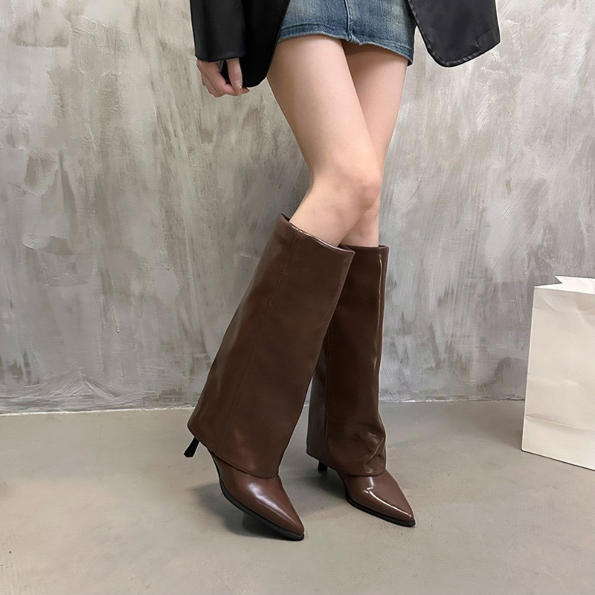 Women Chunky High Boots Pointed Toe Sexy Solid Color Design  Autumn and Winter New 2024 Trend Retro Fad Woman Boots Size 35-42