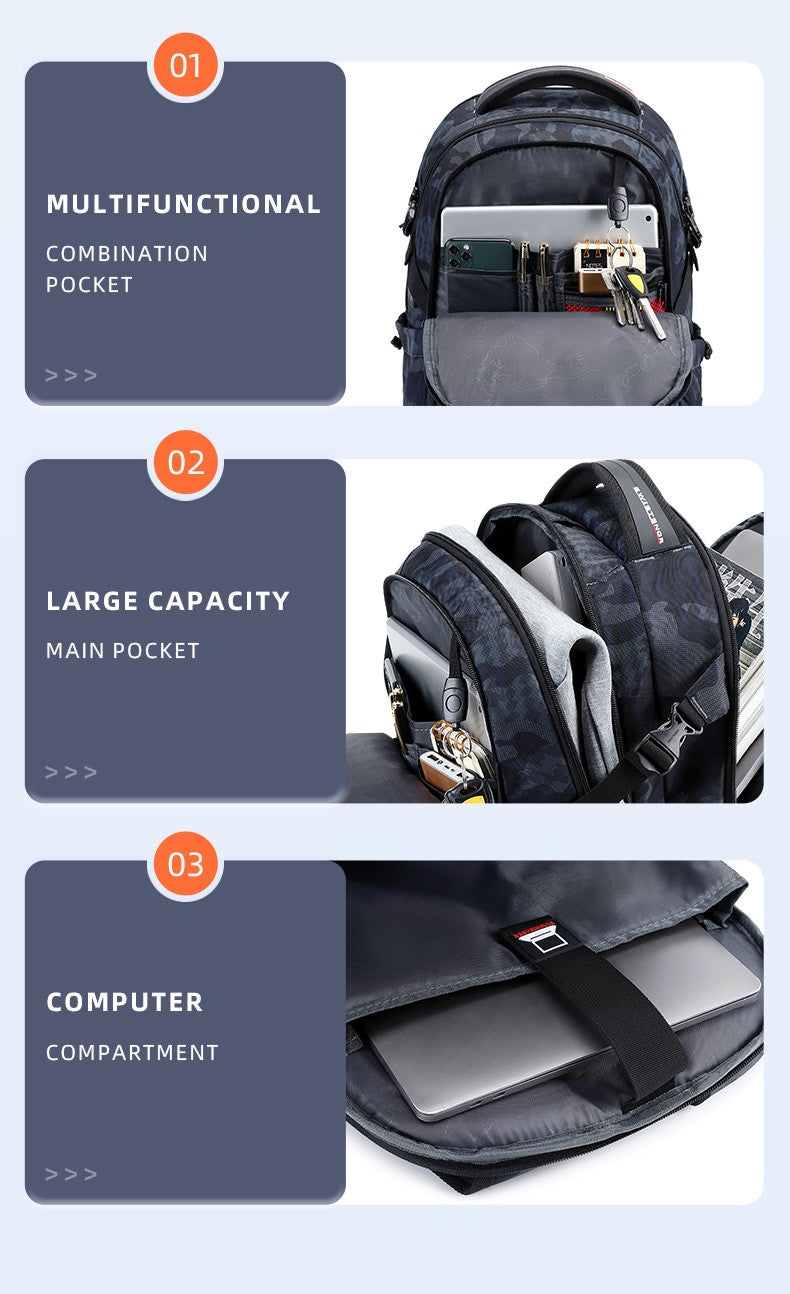 2025 New Waterproof Man Backpack Fit 17inch Laptop USB Charging Backpack Women Oxford Travel Male Bag Vintage School Bag Mochila