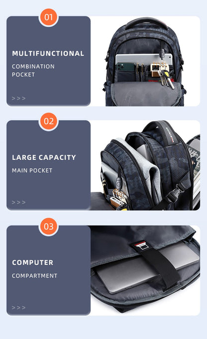 2025 New Waterproof Man Backpack Fit 17inch Laptop USB Charging Backpack Women Oxford Travel Male Bag Vintage School Bag Mochila