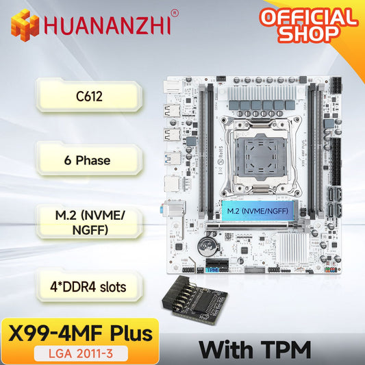 HUANANZHI X99 4MF plus Motherboard with TPM2.0 LGA 2011-3 Support DDR4 RECC/NON ECC Memory NVME Connectivity for PC