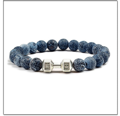 Pulseira Feminina/Masculina Ajustável Desgastada Preta, com Contas, Haltere, Joias de Yoga, Braceletes Originais