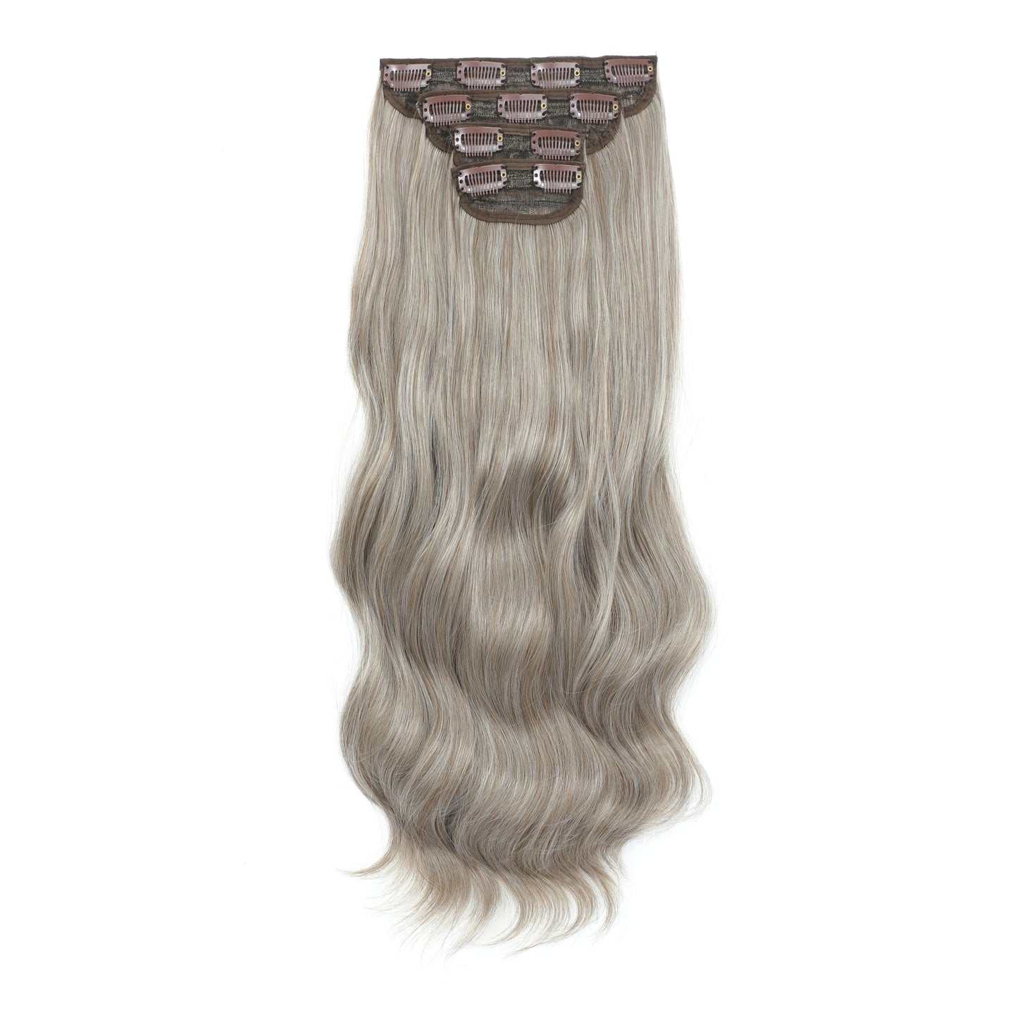 Apliques de cabelo sintéticos ondulados loiros 27/613 de 61 cm (24 polegadas) com presilhas brancas, 4 peças/lote, 220g, fibra resistente ao calor
