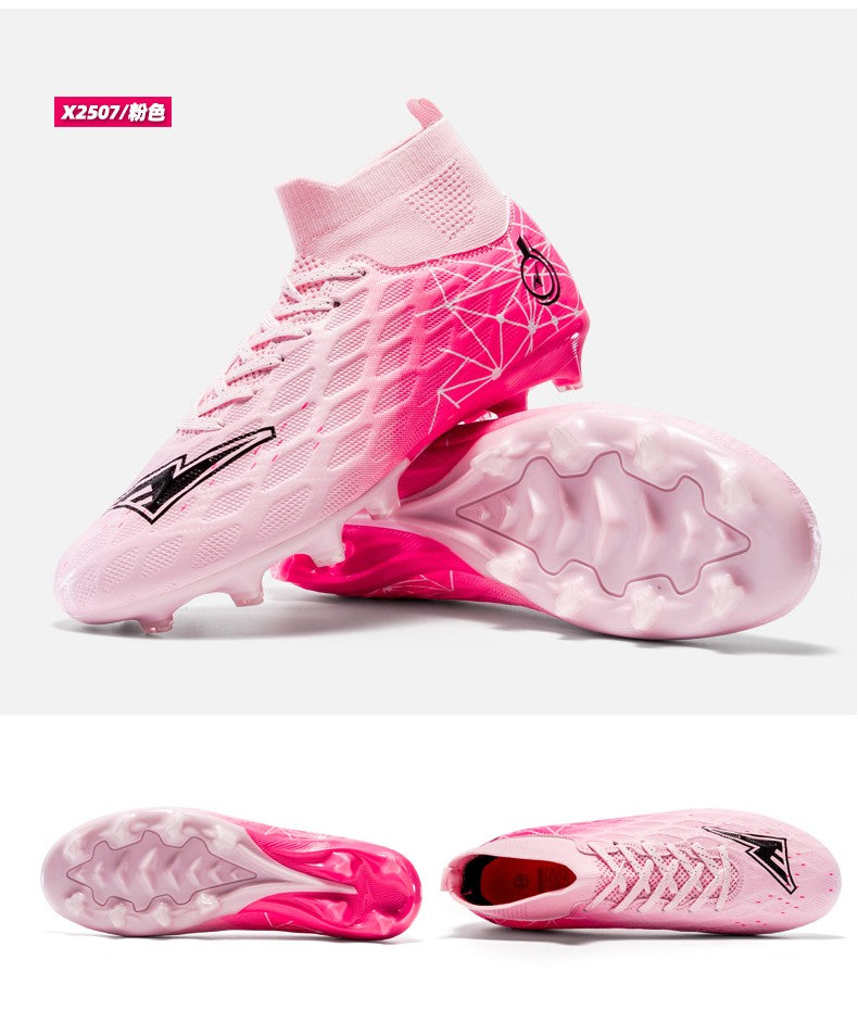 Men's High Top Soccer Shoes Long Spikes Football Shoes Professional Athletic Training Soccer Cleats Lightweight Football Cleat