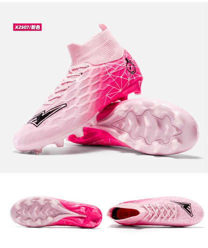 Men's High Top Soccer Shoes Long Spikes Football Shoes Professional Athletic Training Soccer Cleats Lightweight Football Cleat