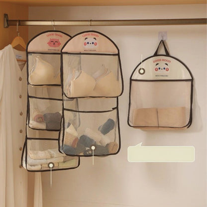 Wardrobe storage hanging bag bedroom large capacity underwear sockscartoon storagebag householddoor storage hangingbag practical