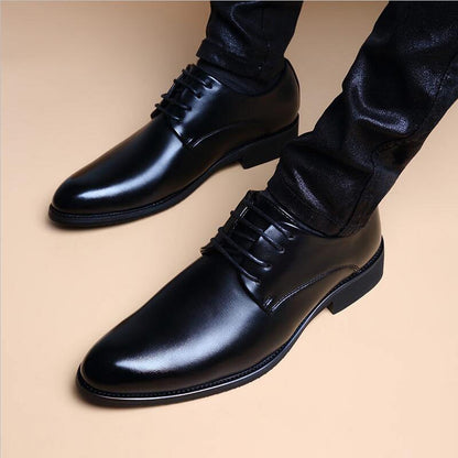Men Wedding Leather Business Men's Dress Pointed Casual Youth British Style Inner Heightening Spring 2024 New Arrivals Shoes