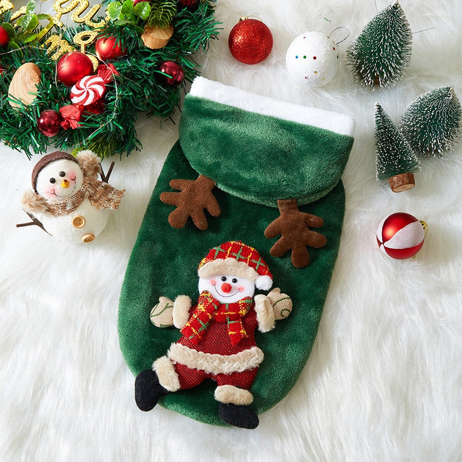 Roupas de Natal para Cães Outono e Inverno Flannel Gatos Cães Moletons Roupas para Animais de Estimação para Cães Pequenos e Médios Fantasia de Natal para Cães e Gatos