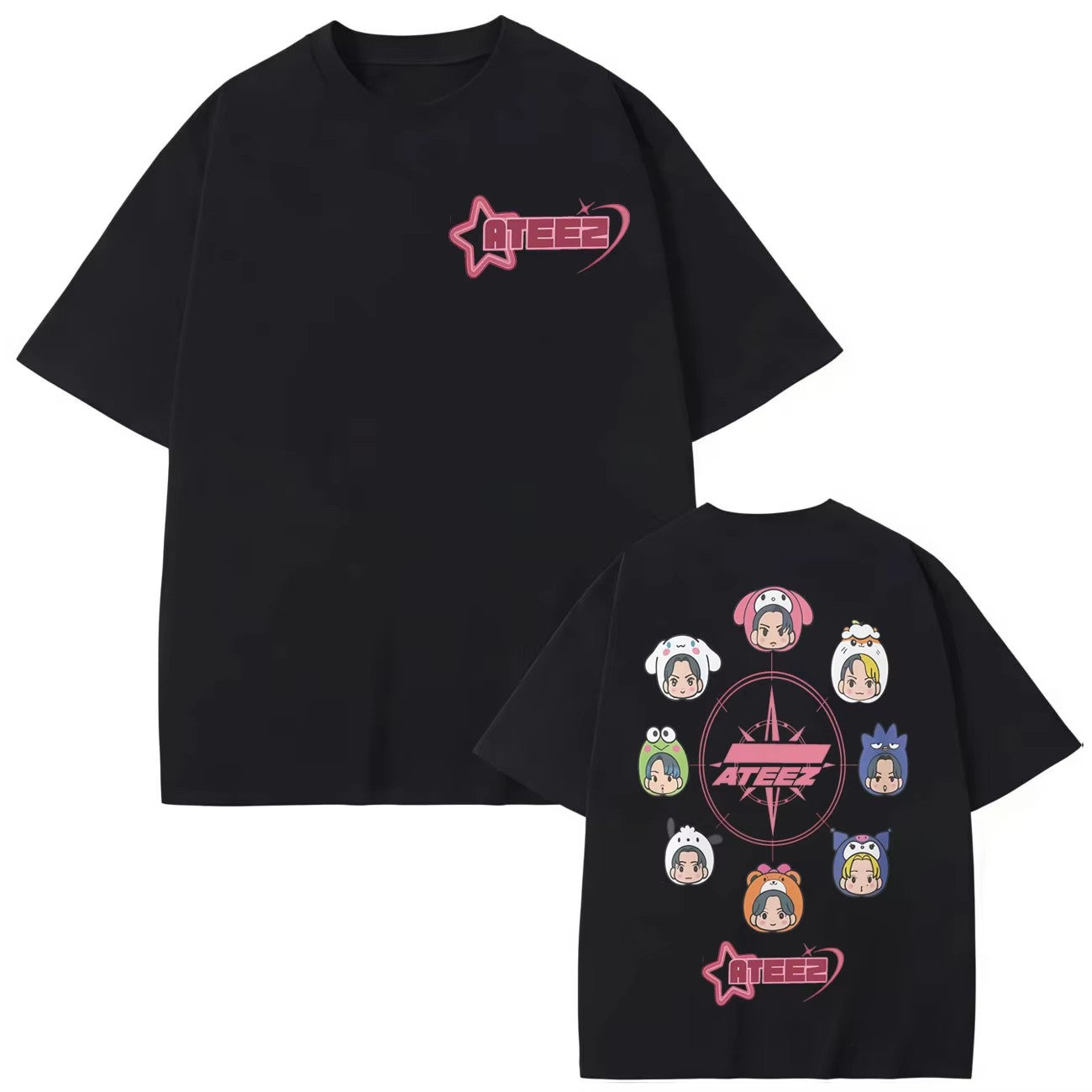 Kpop ATEEZ Cartoon T-shirt in Your Fantasy World Tour 2025 Graphic T Shirts Men Women Clothing Fashion Y2k Short Sleeve T-shirts