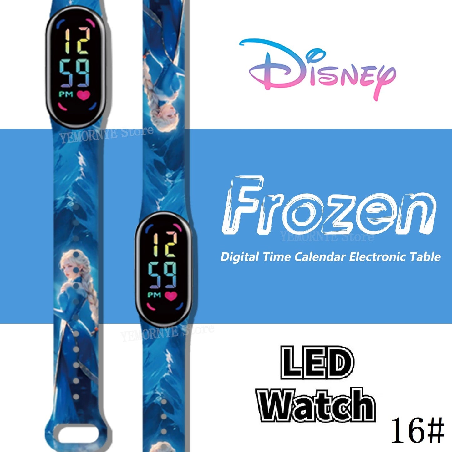 Disney Frozen Digital Kids' Watches Anime Figures LED Luminous Watch Touch Waterproof Electronic Sports Watch Kids Birthday Gift