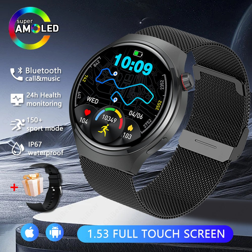 Smartwatch Esportivo Watch 4 Pro Masculino Tela AMOLED HD 360*360 Frequência Cardíaca Chamada Bluetooth IP68 À Prova D'água Música Novo SmartWatch 2025