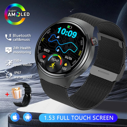 Smartwatch Esportivo Watch 4 Pro Masculino Tela AMOLED HD 360*360 Frequência Cardíaca Chamada Bluetooth IP68 À Prova D'água Música Novo SmartWatch 2025