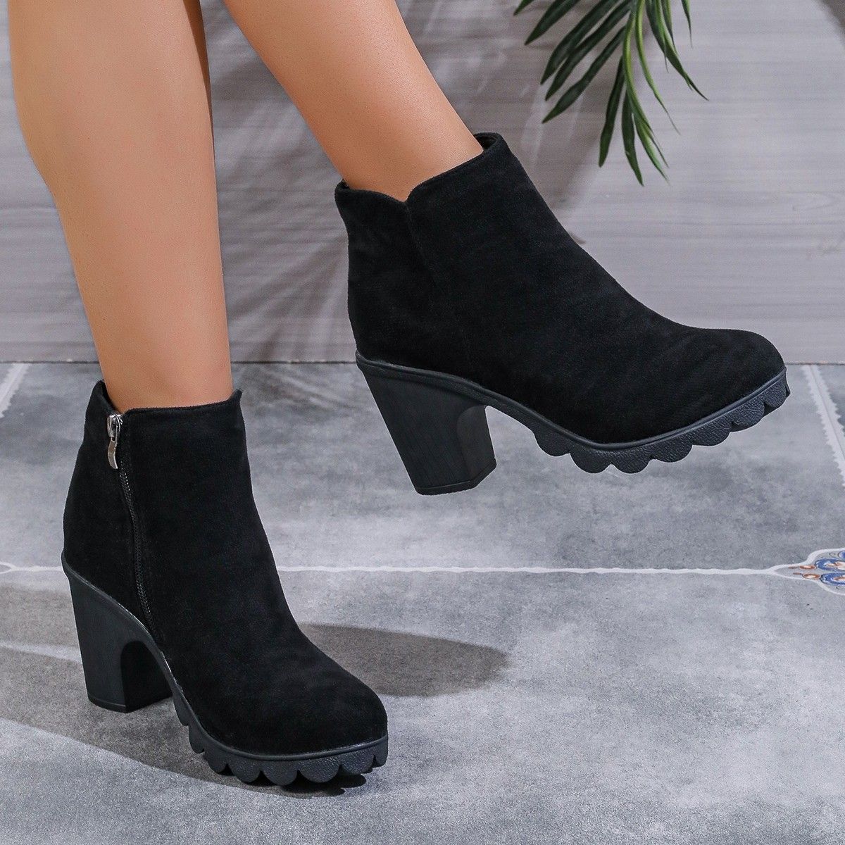 2024 New Autumn Winter Women Pumps Boots High Quality Zipper European Ladies Shoes Suede Fabric High Heels Boots Fast Delivery