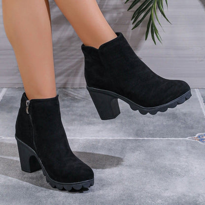 2024 New Autumn Winter Women Pumps Boots High Quality Zipper European Ladies Shoes Suede Fabric High Heels Boots Fast Delivery