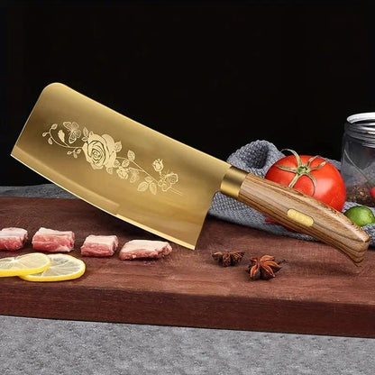 Conjunto de 4 Facas de Cozinha com Revestimento de Titânio - Afiadas, Duráveis, Perfeitas para Cortar Carnes e Ossos, para Cozinhas Profissionais e Domésticas