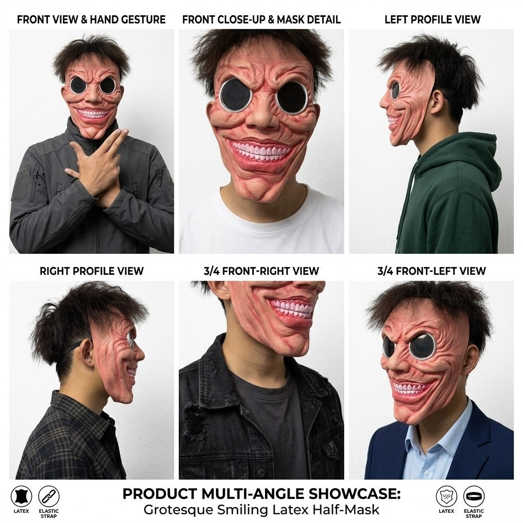 Scary Smile Black Hole Half Face Mask Horror Halloween Cosplay Mask Funny Creepy Party Costume Props Adult Masquerade Masks