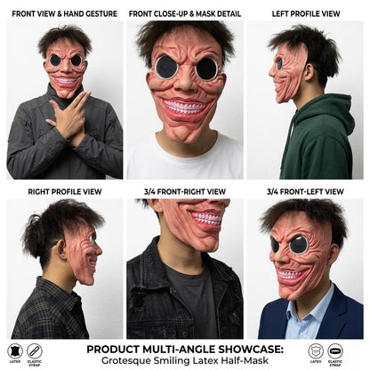 Scary Smile Black Hole Half Face Mask Horror Halloween Cosplay Mask Funny Creepy Party Costume Props Adult Masquerade Masks