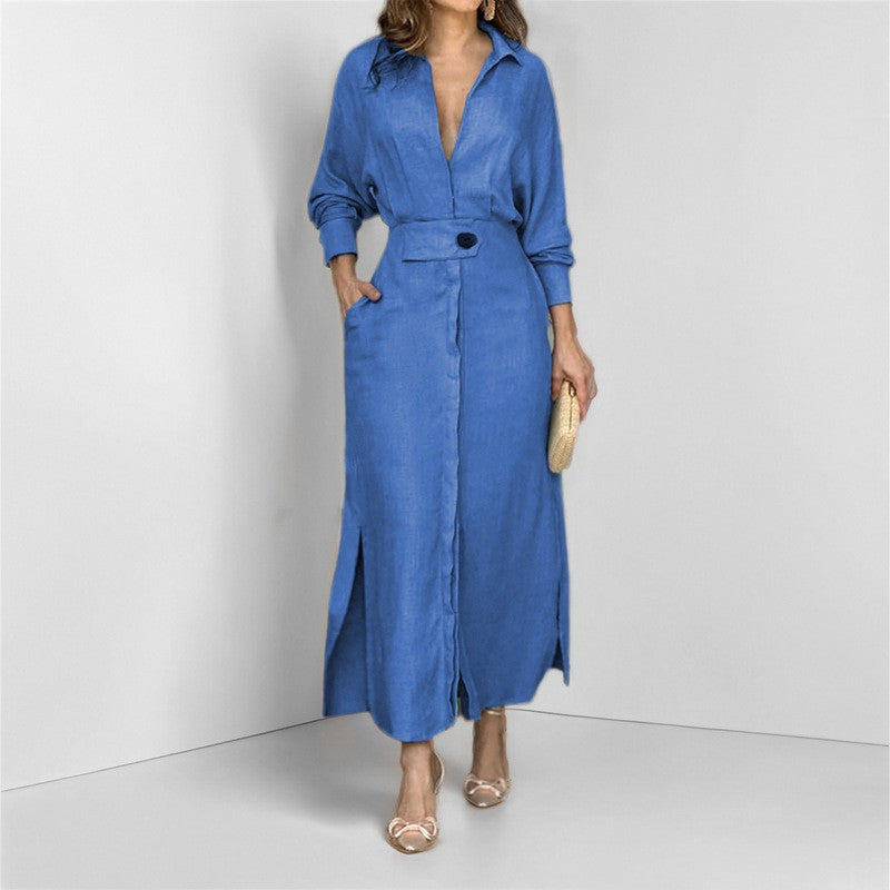 Fashion Spring Overalls Sundress Women 2025 Autumn Dress Casual Elegant longSleeve Baggy Work Vestidos Kaftan Maxi Long Dress