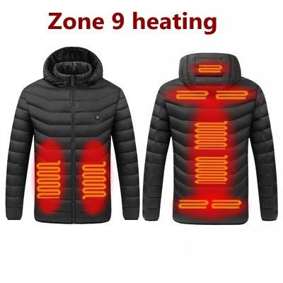 Men's parka Winter Warm USB Heating Jackets Smart Thermostat Pure Color Hooded Heated Clothing male bobojaco Warm padded jacket