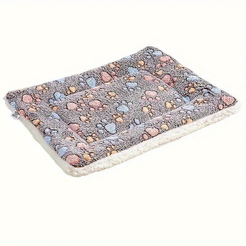 Cozy Dog Bed with Heart Pattern, Warm Plush Pet Mat for Small Medium Breeds, Soft Non-Electric Winter Cushion for Cats and Dogs