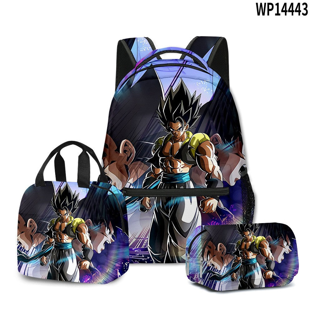 3D Print Dragon Ball Large Capacity Backpack Set Goku Super Saiyan GT Z Lunch Bag Pencil Case for Boys School Travel Picnic 20L