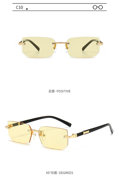 Rimless Sunglasses Rectangle Fashion Popular Women Men Shades Small Square Sun Glasses for Female Male Summer Traveling Oculos