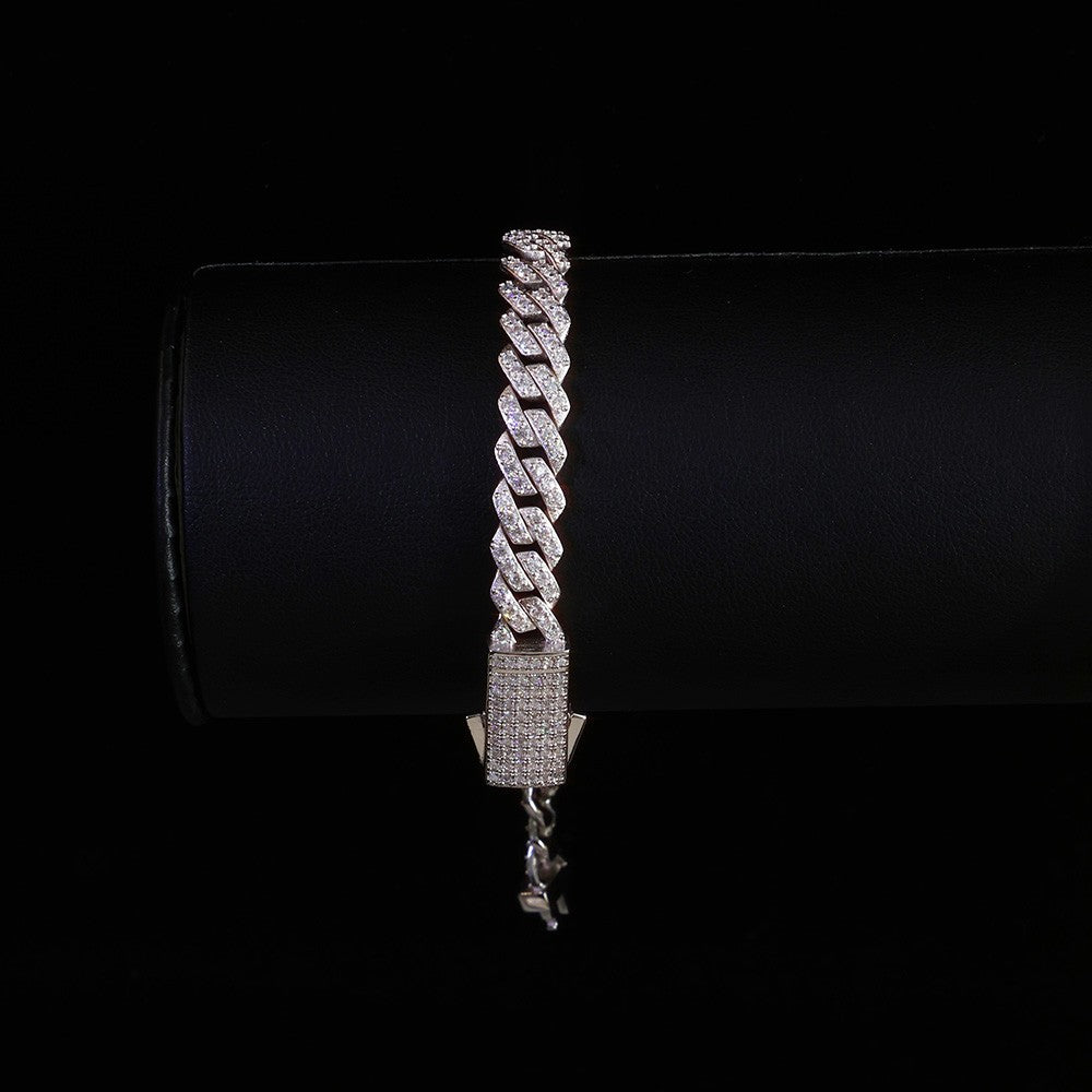 ICEBLING VVS Moissanite Cuban Bracelet 8mm 925 Silver for Men Women Iced VVS Cuban Chain with GRA Certificate