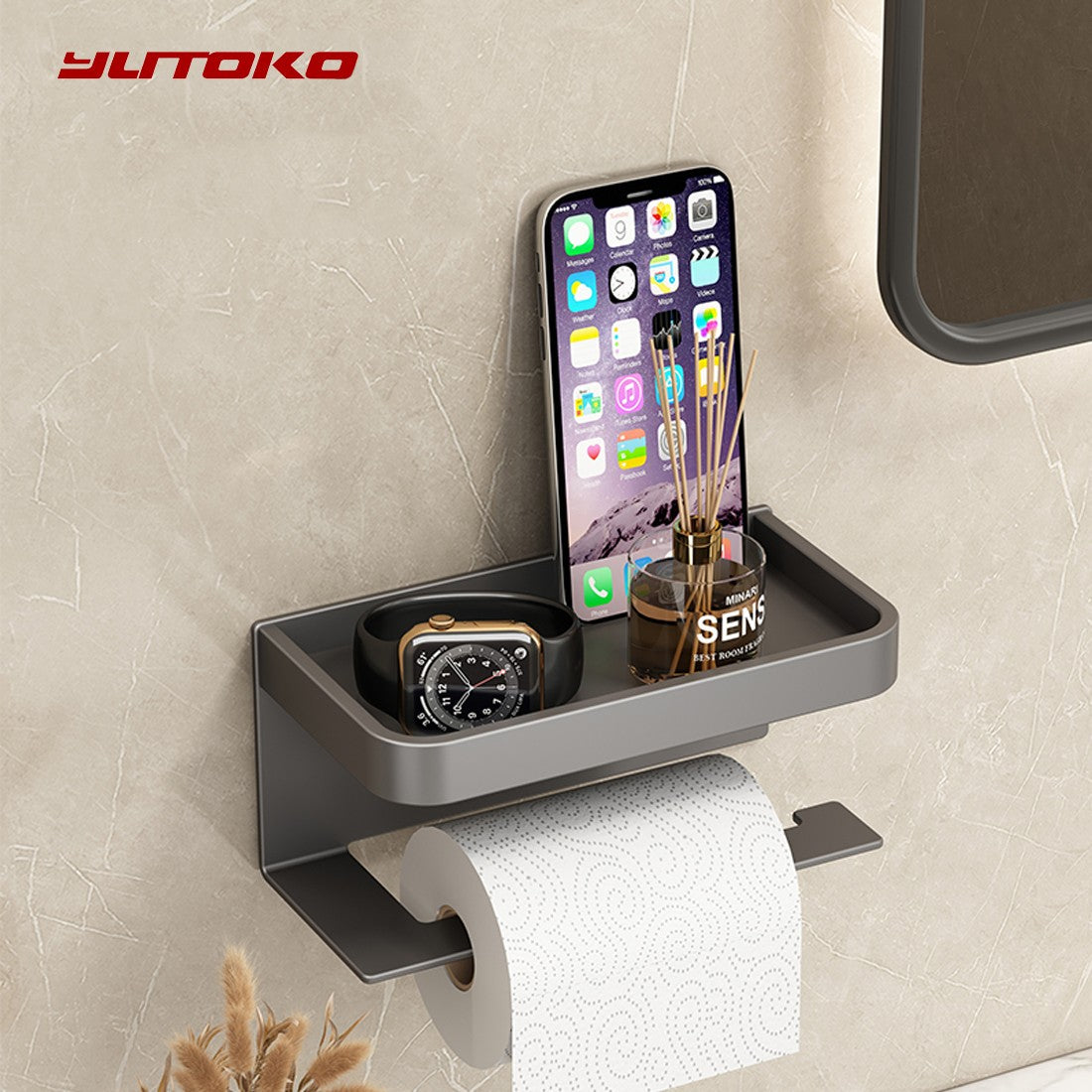 Toilet Paper Holder Aluminium Storage Rack Kitchen Towel Placement Of Seasoning Bottles Bathroom Wall Roll Of Paper Phone Storag