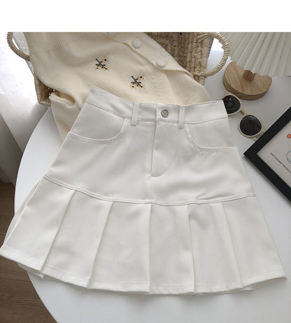 Y2K Vintage High Waist Pleated Skirt Women College Style Uniforms Safety Pants M