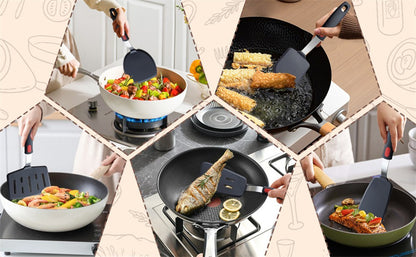 Espátula de Silicone para Panelas Antiaderentes Resistente a Altas Temperaturas, Espátula de Aço Inoxidável de Alta Qualidade para Fritar e Mexer, Utensílios de Cozinha